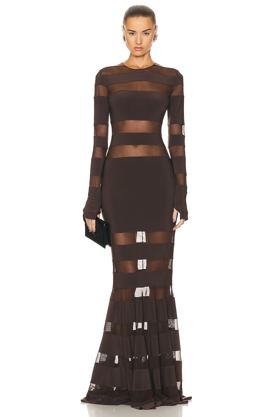 

Сращенное платье Платье «рыбий хвост» Norma Kamali, цвет Chocolate & Chocolate Mesh