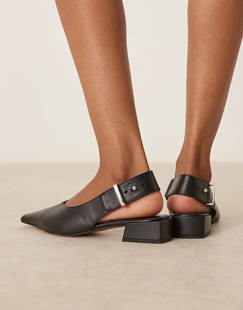 Туфли с открытой пяткой из высококачественной кожи ASOS DESIGN Ledge черного цвета — фото 4