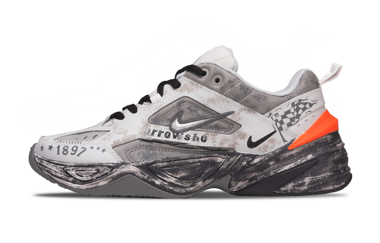 

Nike M2K Tekno Flag Cushioning Abrasion Resistant Height Increasing Low top Chunky Sneakers Unisex черный серый