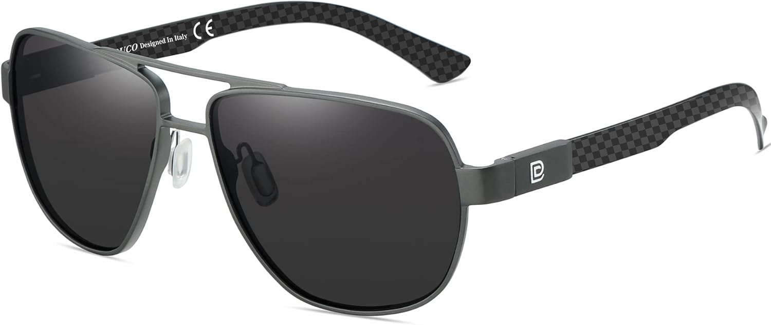 

Солнцезащитные очки-авиаторы DUCO для мужчин, поляризованные, с защитой от УФ-излучения, дужки из углеродного волокна, мужские солнцезащитные очки для вождения 3051, Gunmetal Frame Grey Lens