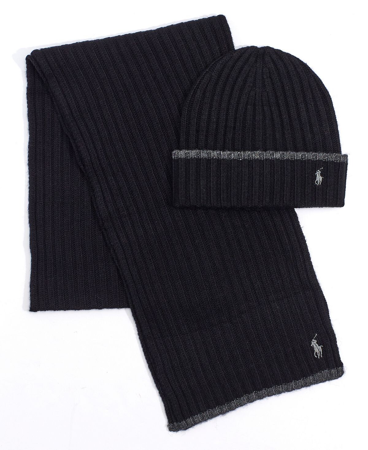 

Мужской классический комплект из шляпы и шарфа в рубчик Polo Ralph Lauren