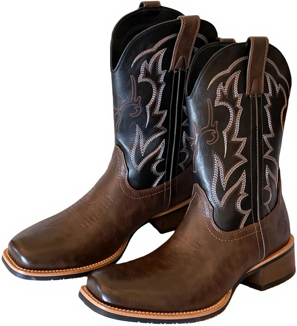 

Мужские западные ботинки Pumalar, ковбойские ботинки челси для мужчин с квадратным носком, средние ботинки до икры с дизайном без застежки, классические вышитые ковбойские и ботинки челси для мужчин, для свадьбы, вечеринки и повседневной носки,...