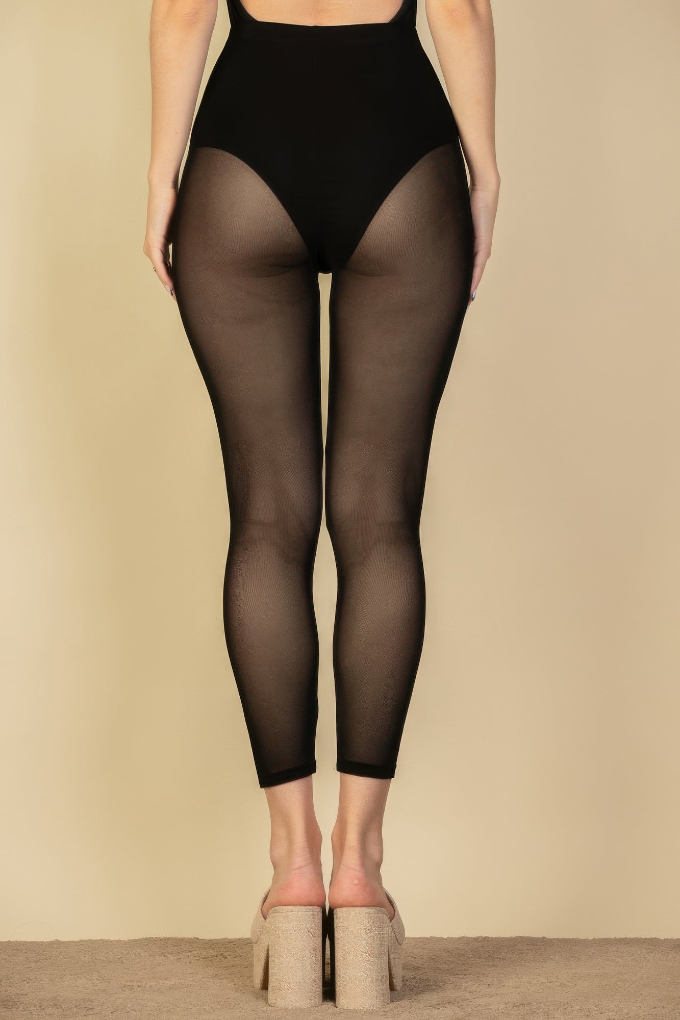 

FASHNZFAB женские сетчатые леггинсы с высокой талией и швом спереди, черный