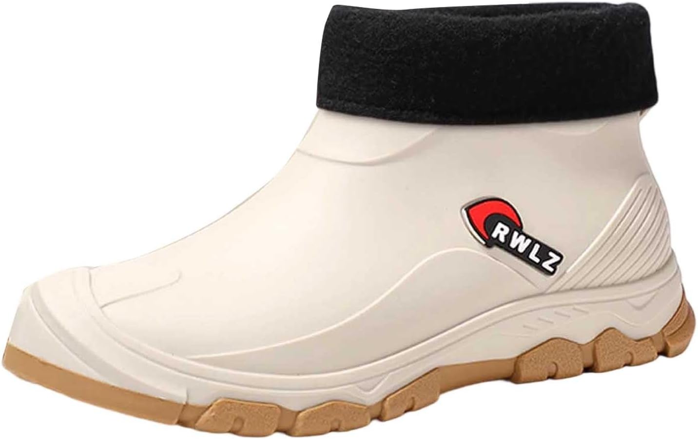 

Стильные мужские резиновые сапоги для прогулок на улице и легкой очистки, прочная короткая обувь с теплыми гетрами Generic, белый