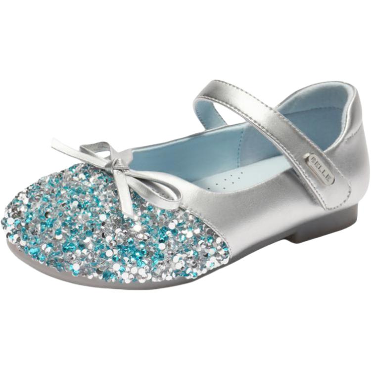 Износостойкие низкие детские кожаные ботинки silver/blue для детей 3-7 лет BELLE, серебряный/синий