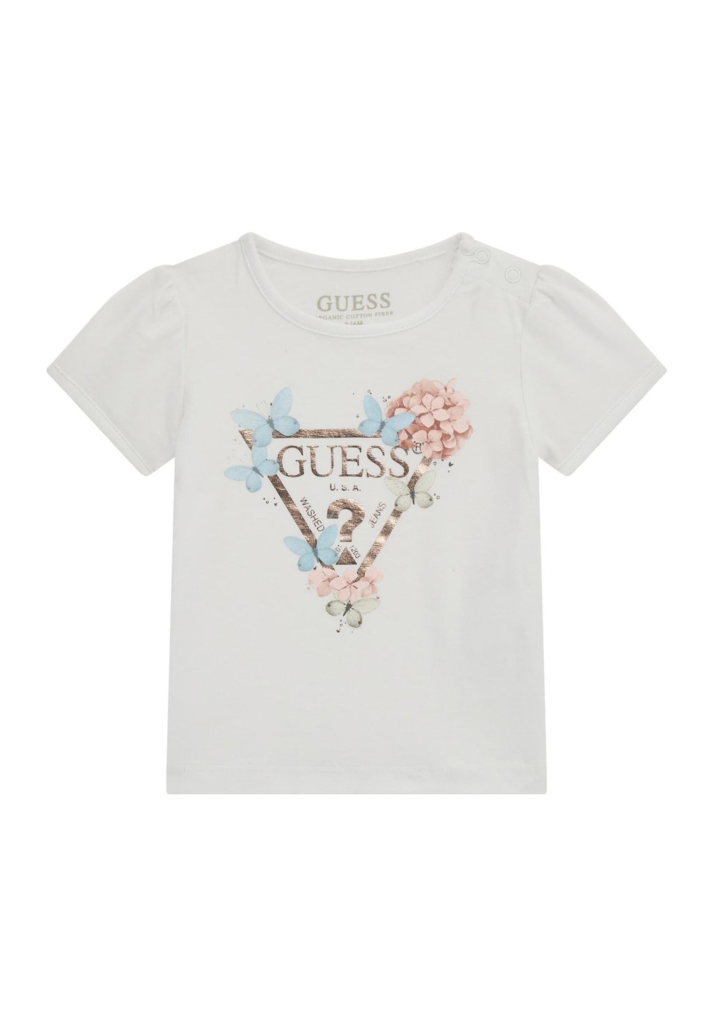 

Футболка с принтом LOGO-DREIECK BLUMEN Guess, белый