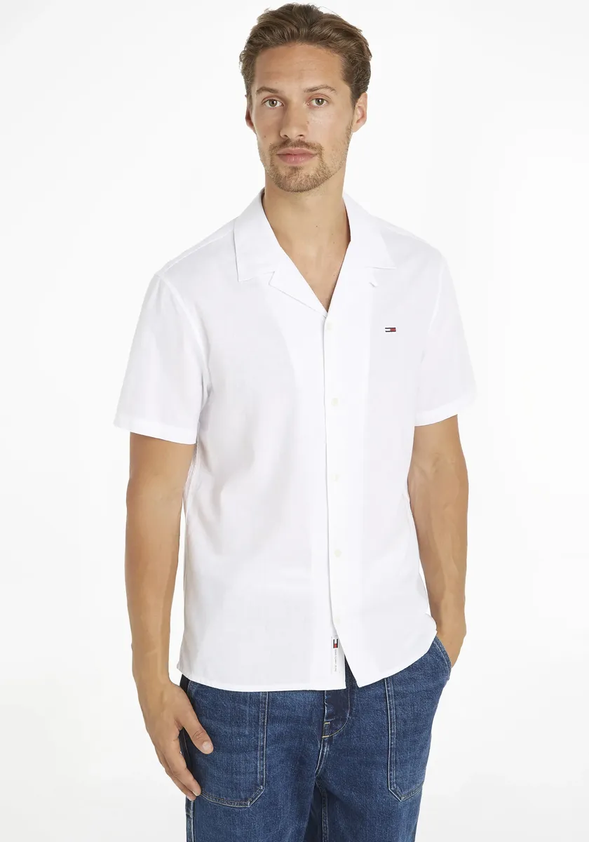 

Рубашка с короткими рукавами Tommy Jeans "TJM LINEN BLEND CAMP SHIRT EXT", белый