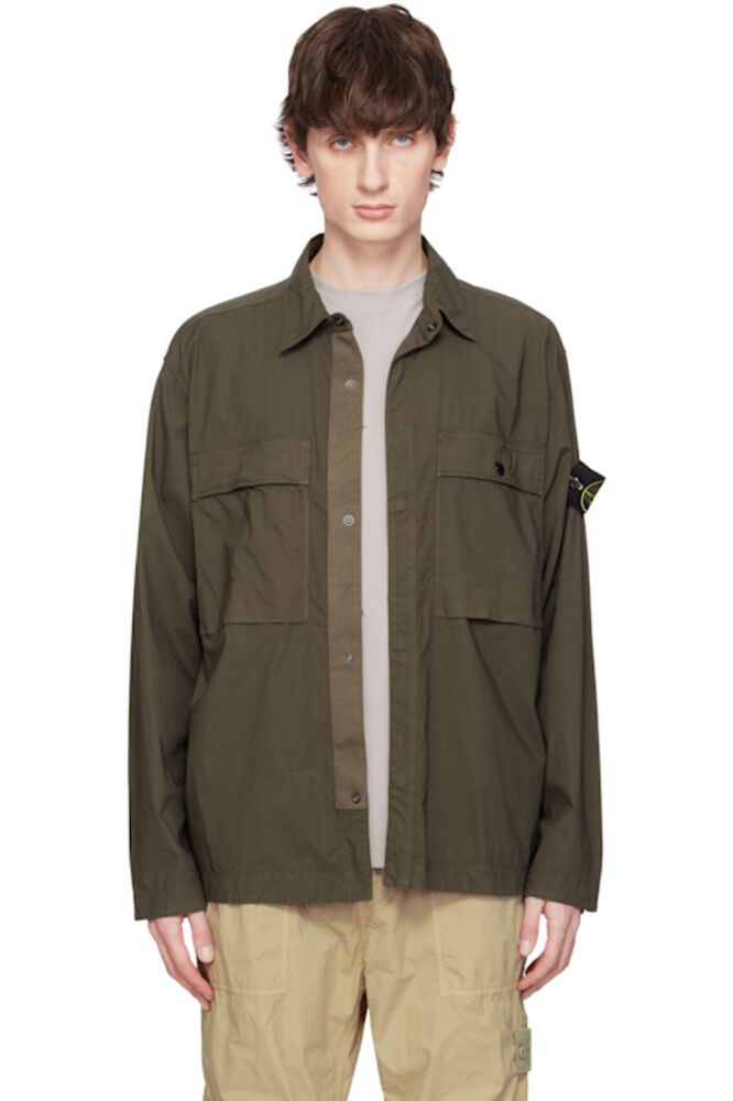

Рубашка Paracadute из эластичного хлопка цвета хаки Stone Island