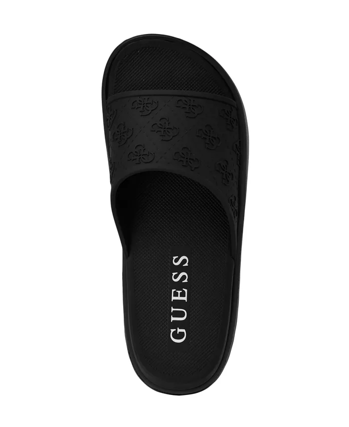 Мужские брендовые слайдеры Magaria с утолщенной подошвой для бассейна GUESS, черный — фото 4