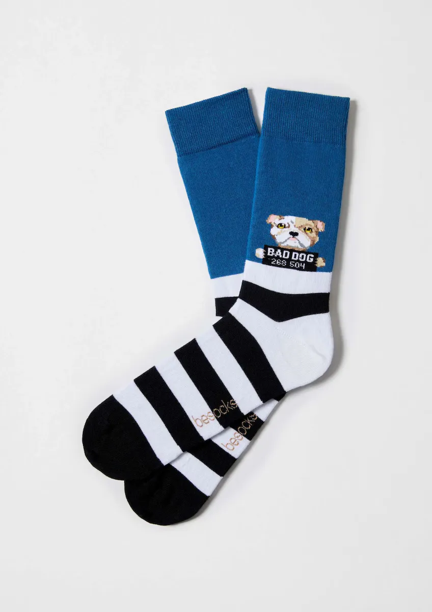 

Высокие носки унисекс из органического хлопка синего цвета Besocks, синий