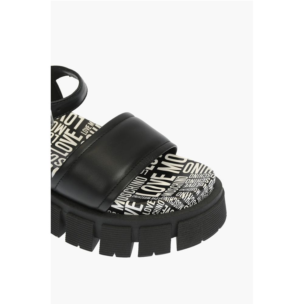 Сандалии из кожи LOVE с логотипом на подошве TASSEL 70 Moschino, Black — фото 4