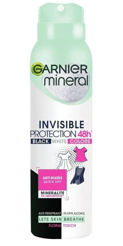 

Garnier Invisible Black White Color Floral Touch антиперспирант для женщин, 150 ml