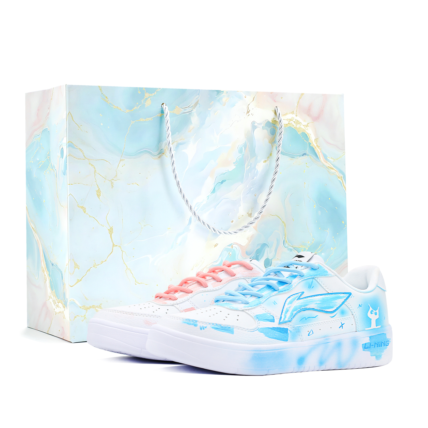 

Низкие скейтбордные кроссовки LiNing для понтонных лодок с амортизацией и износостойкостью, унисекс., розовый синий mismatched