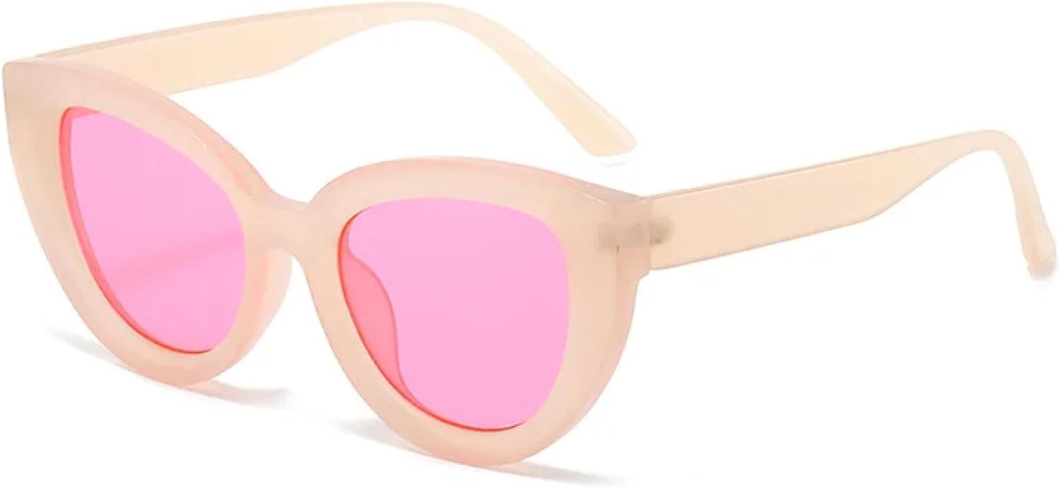 

Винтажные овальные солнцезащитные очки с защитой от УФ-излучения UV400, прозрачные, модные солнцезащитные очки для женщин и мужчин, трендовые круглые, синие и розовые TKKTLLT, Lightpink-purple