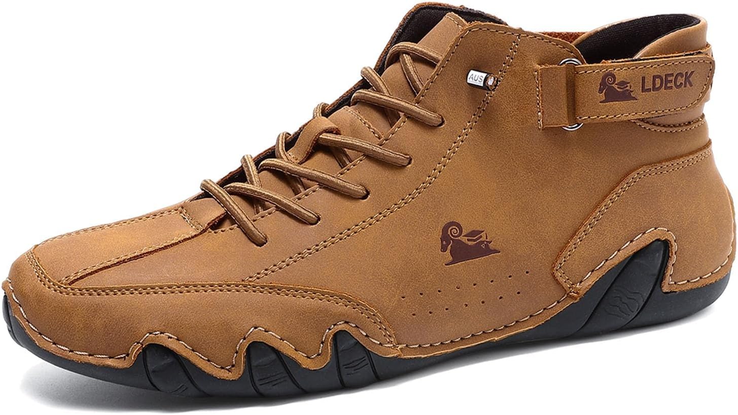 

Итальянские мужские замшевые высокие ботинки ручной работы, легкие повседневные кожаные кроссовки, дышащие прогулочные ботинки чукка с нескользящей подошвой Generic, коричневый