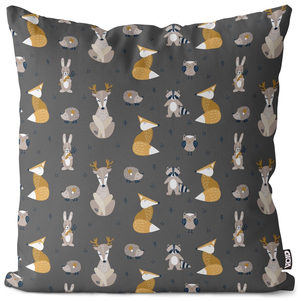 

VOID Животные леса серый чехол на подушку чехол из полиэстера водонепроницаемый для улицы и дома, размер подушки: 60 x 60 см