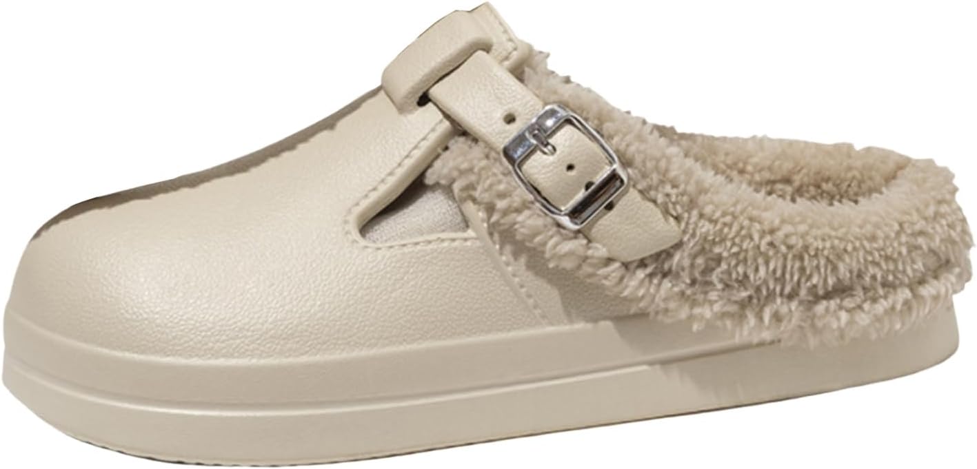 

Тапочки для женщин и мужчин водонепроницаемые с закрытой пяткой, вязаные для спальни, зимние плюшевые, ретро, уютные домашние тапки, модные и повседневные мюли Generic, хаки