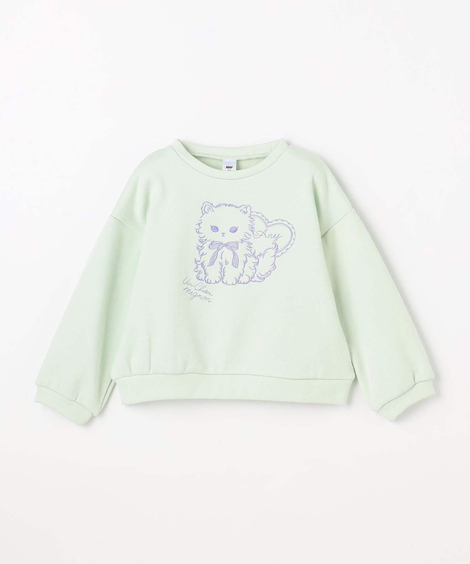 Толстовка с флисовой подкладкой и вышивкой в виде животного ANY KIDS, Mint x Cat [062] — фото 2