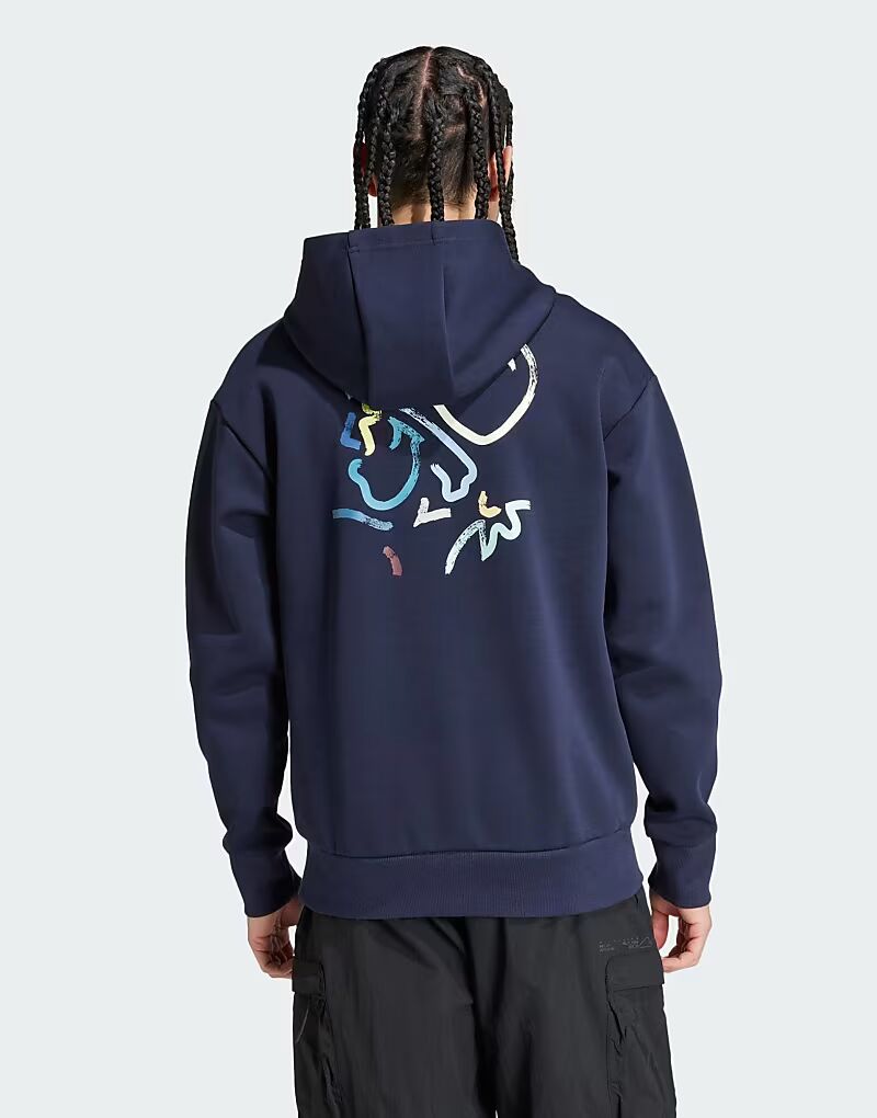 

Adidas Football - Ajax Amsterdam - сезонная толстовка с капюшоном Double Knit в цвете Legend Ink Blue Adidas Performance