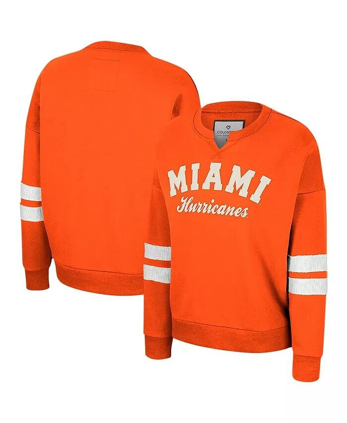 

Женская оранжевая потертая толстовка Miami Hurricanes Perfect Date с вырезом-вырезом Colosseum