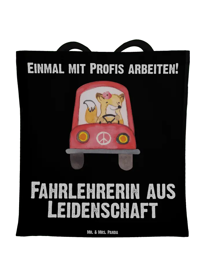 

Сумка для переноски Mr & Mrs Panda Fahrlehrerin Leidenschaft, черный