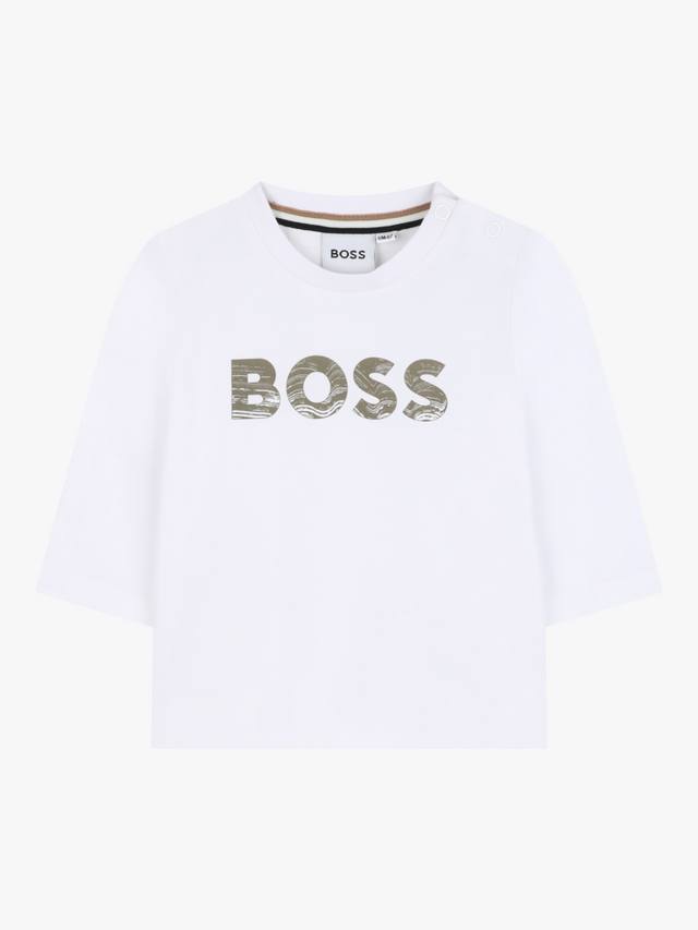 

Детская футболка с длинными рукавами из хлопковой смеси HUGO BOSS, White