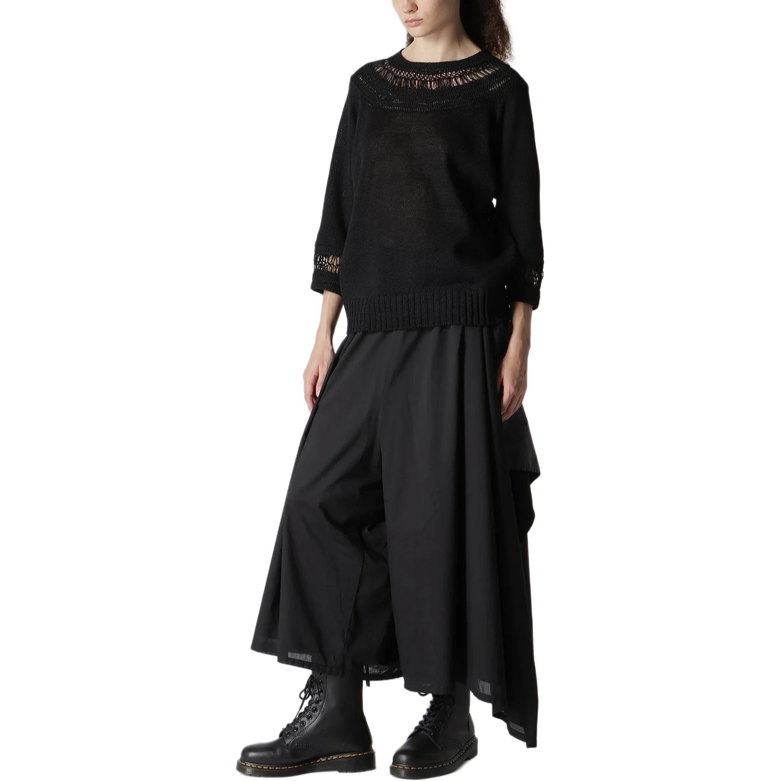 Свитер с воротником-стойкой в виде буквы Y, рукавами три четверти Yohji Yamamoto, черный — фото 4