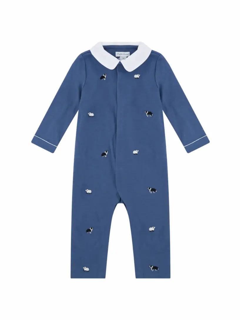 

Хлопковое боди с монограммой Ralph Lauren, синий