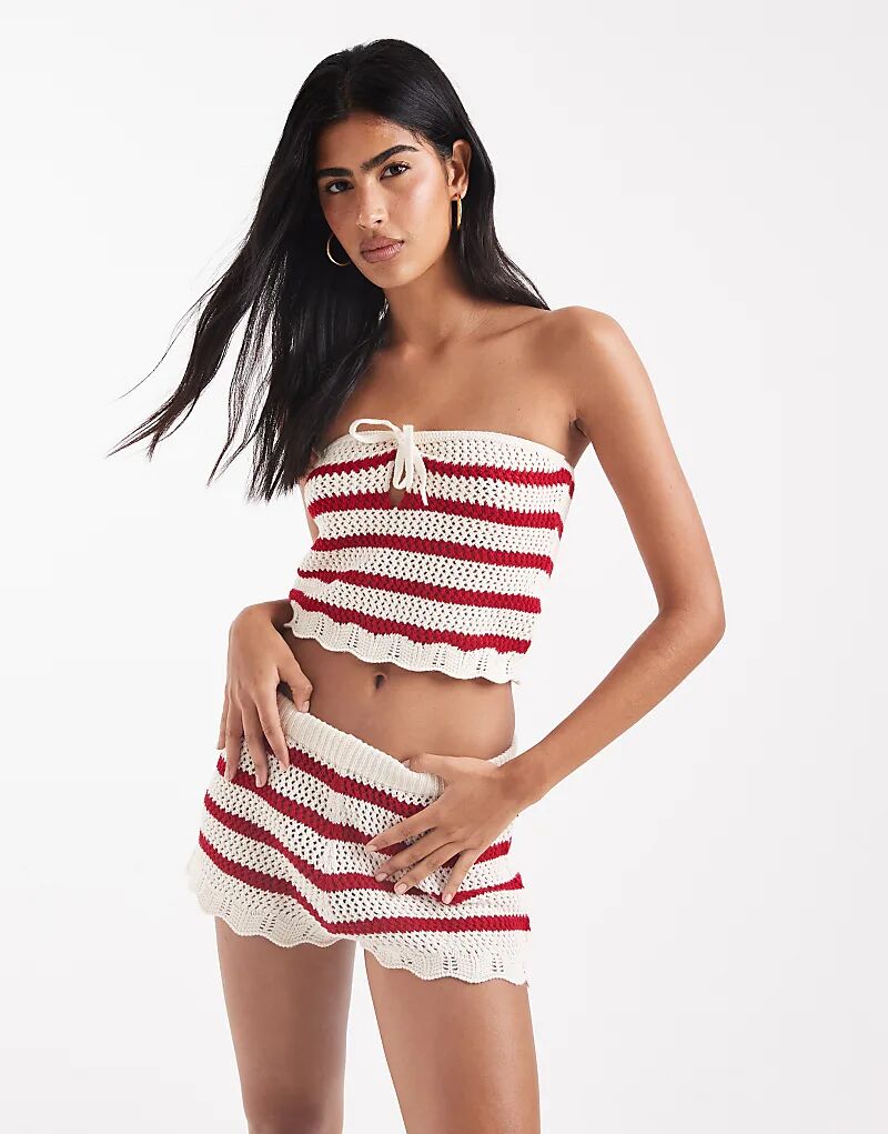 

Miss Selfridge Вязаный полосатый бандо в красном цвете