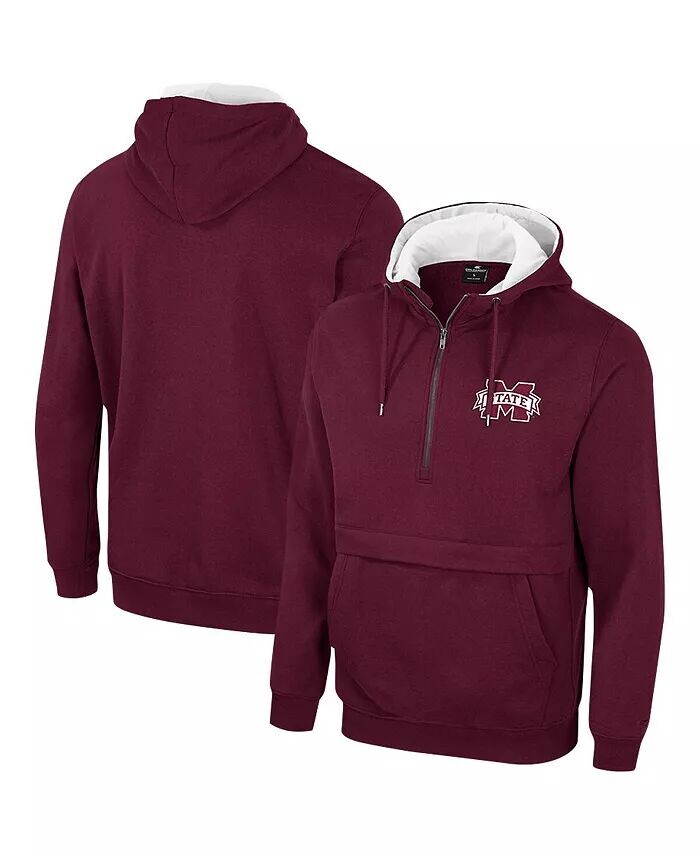 

Мужская темно-бордовая толстовка с капюшоном Mississippi State Bulldogs Half-Zip Colosseum