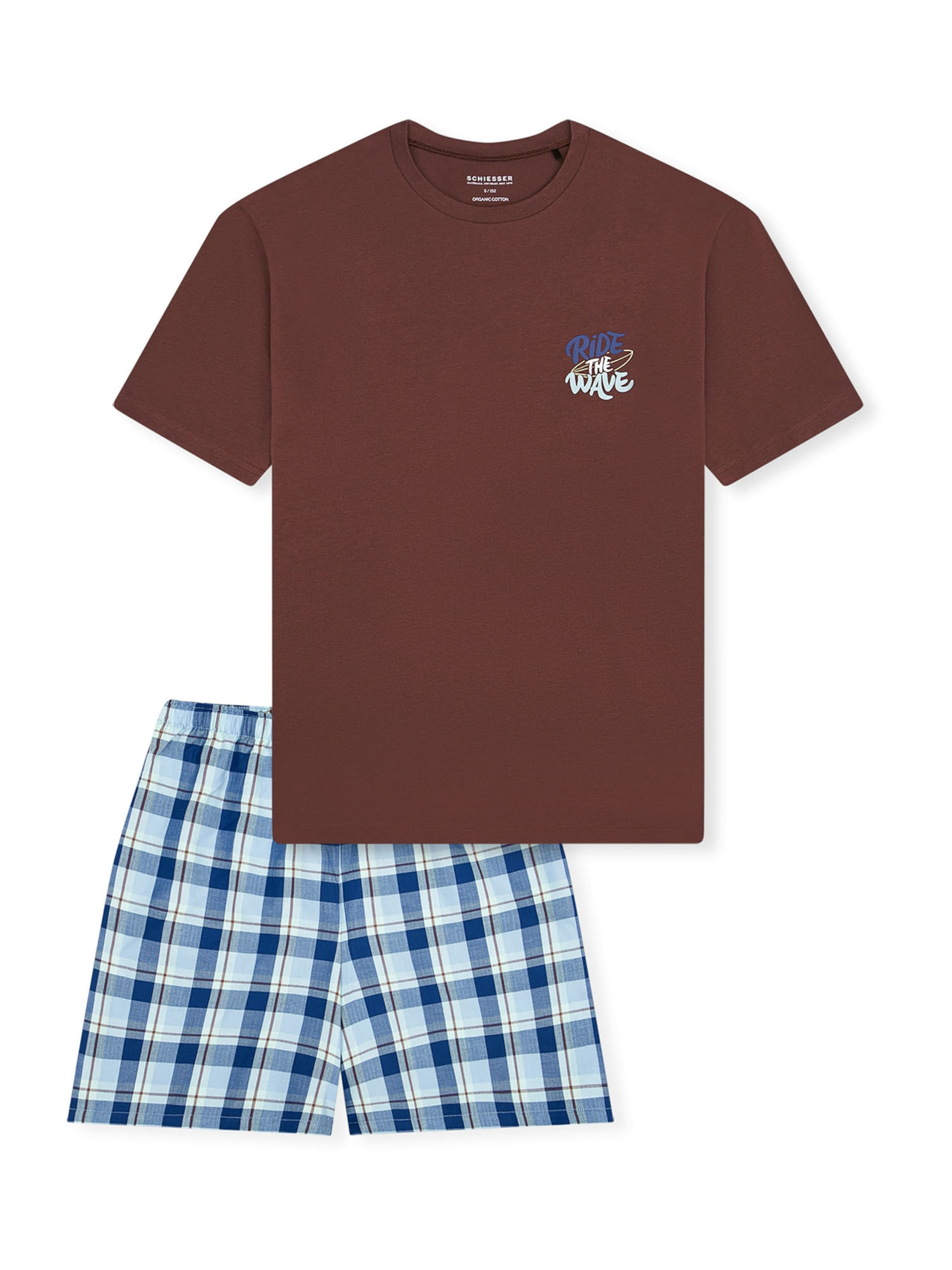 

SCHIESSER Пижама 'Teens Nightwear' в светло-голубом и коричневом цветах