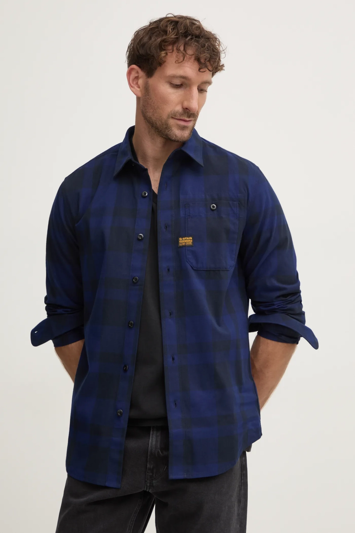 

Хлопковая рубашка G-Star Raw, темно-синий