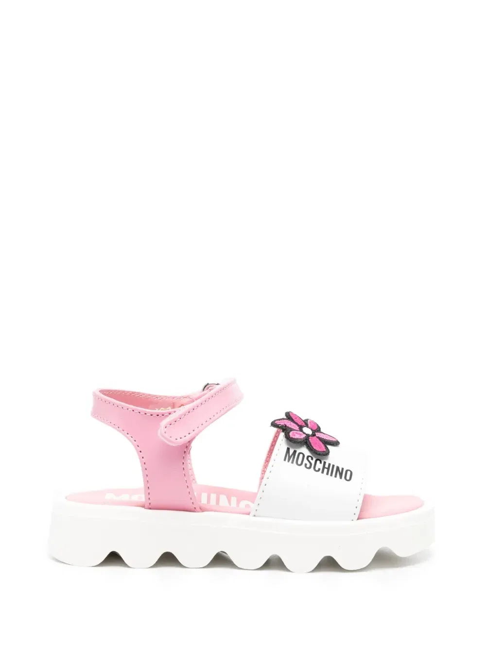 Босоножки с цветочной нашивкой Moschino Kids, розовый