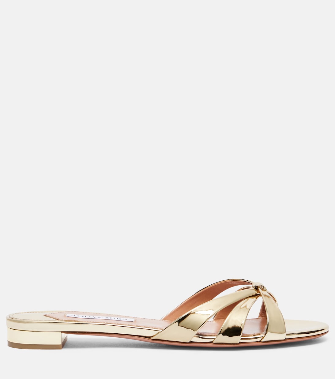 Тати сандалии из искусственной кожи с зеркальным эффектом Aquazzura, Soft Gold — фото 4