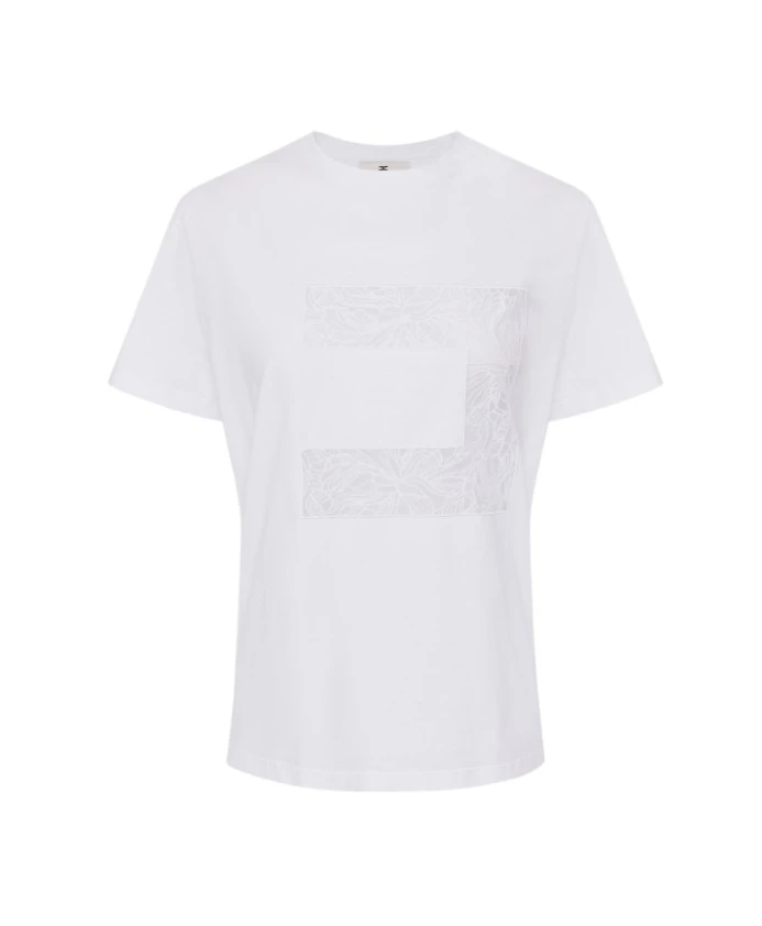 

Джерсийская футболка с макрологотипом из вуали Elisabetta Franchi, белый