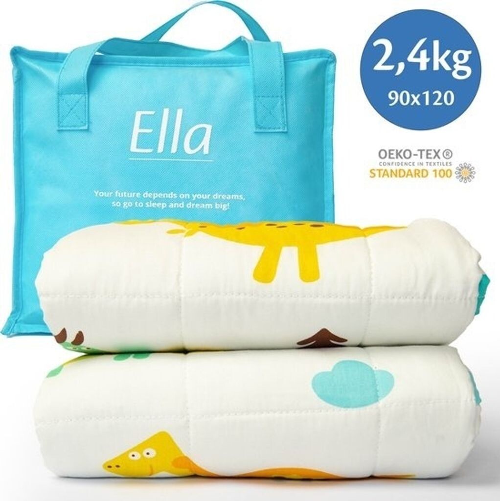

Детское утяжеленное одеяло Ella 3,2 кг, 100x150 см — терапевтическое одеяло, для снятия стресса и беспокойства, гипоаллергенные стеклянные бусины, мягкий и охлаждающий хлопковый внешний слой, для детей от 25–40 кг — Бегемот Ella Health BV