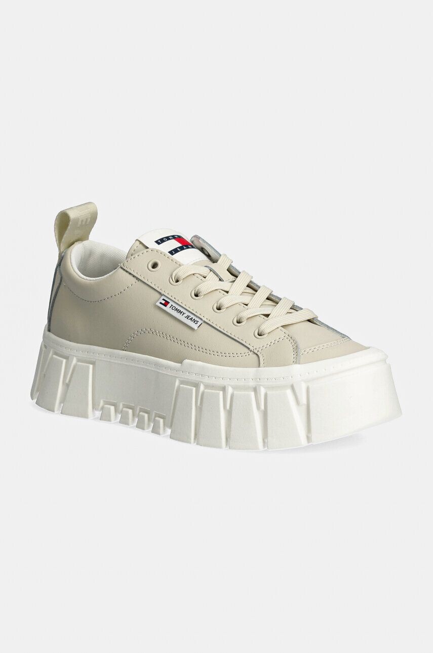

Кожаные кроссовки Tommy Jeans TJW VULC FLATFORM LC LEATHER, бежевый