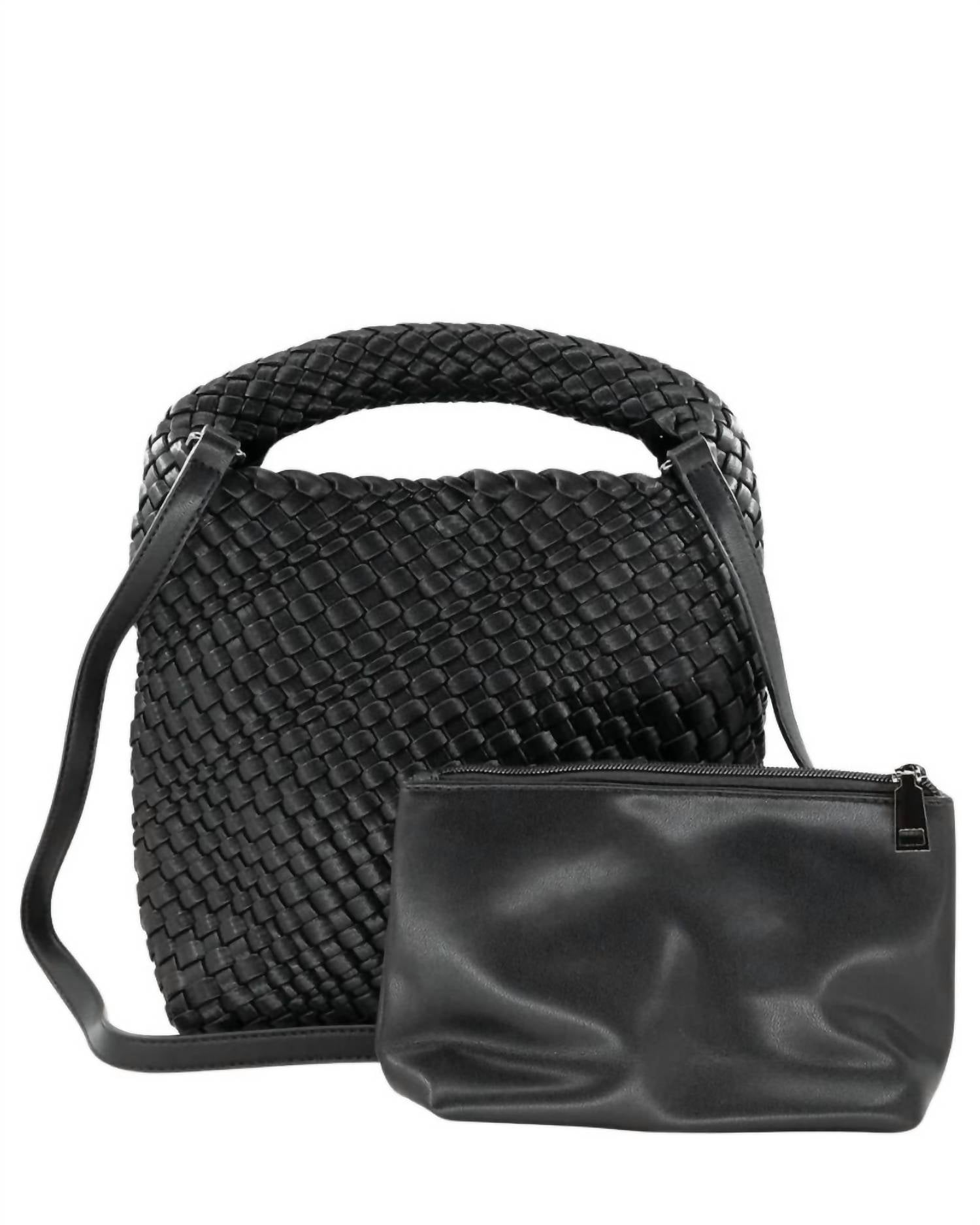 

Женская мини-сумка в стиле хобо с кружевными элементами, черная BC Handbags