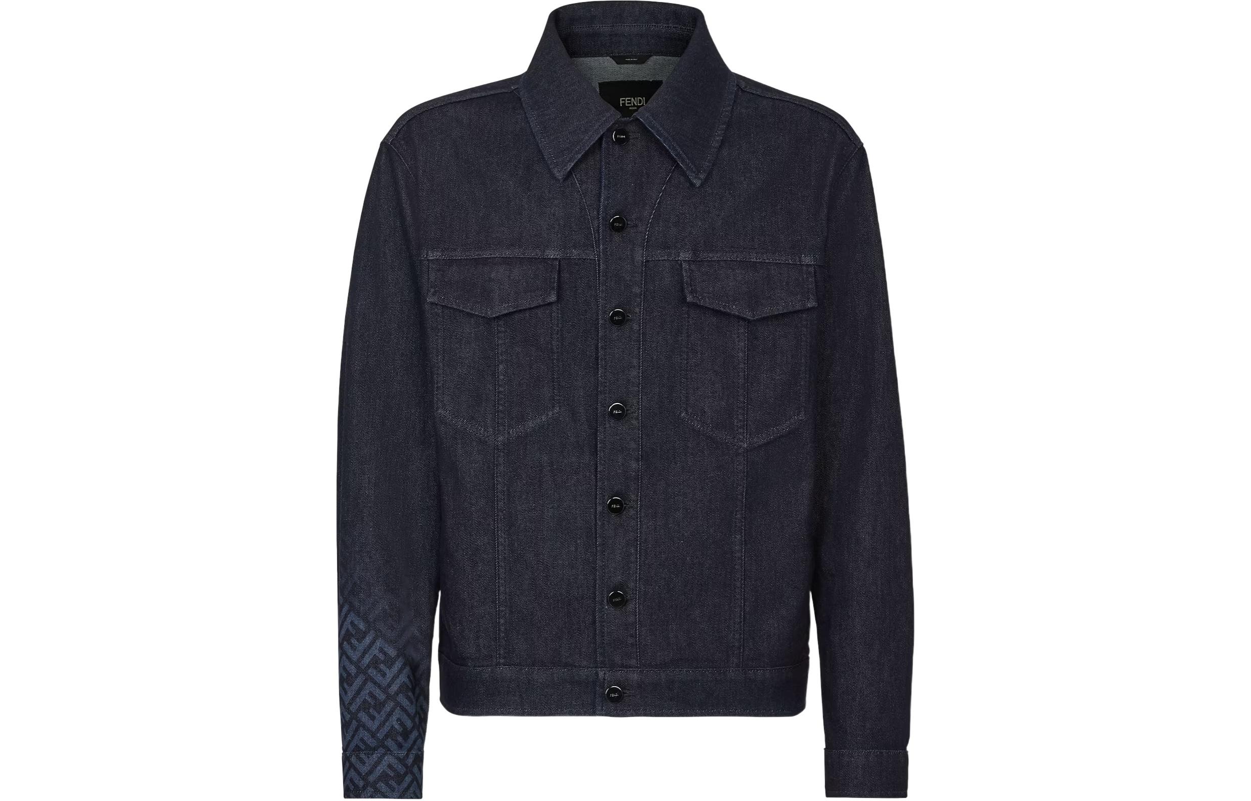 FENDI Джинсовая куртка с детализированным логотипом, Blue — фото 3