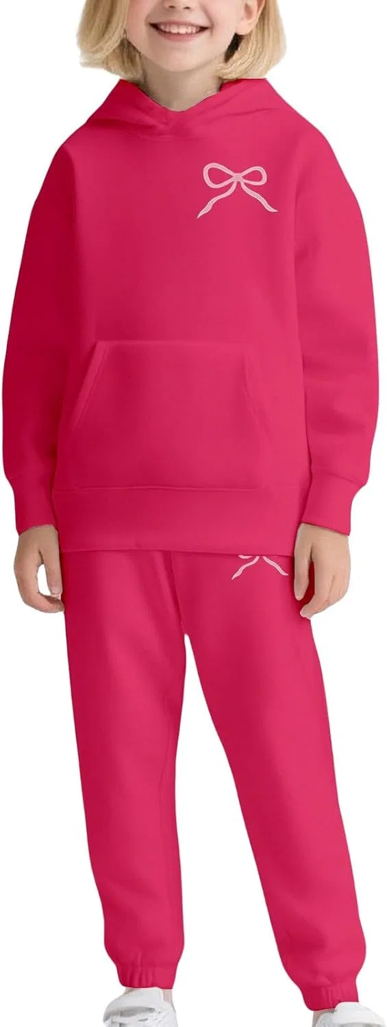 Детский спортивный костюм из 2 предметов, мягкий флис, Hot Pink