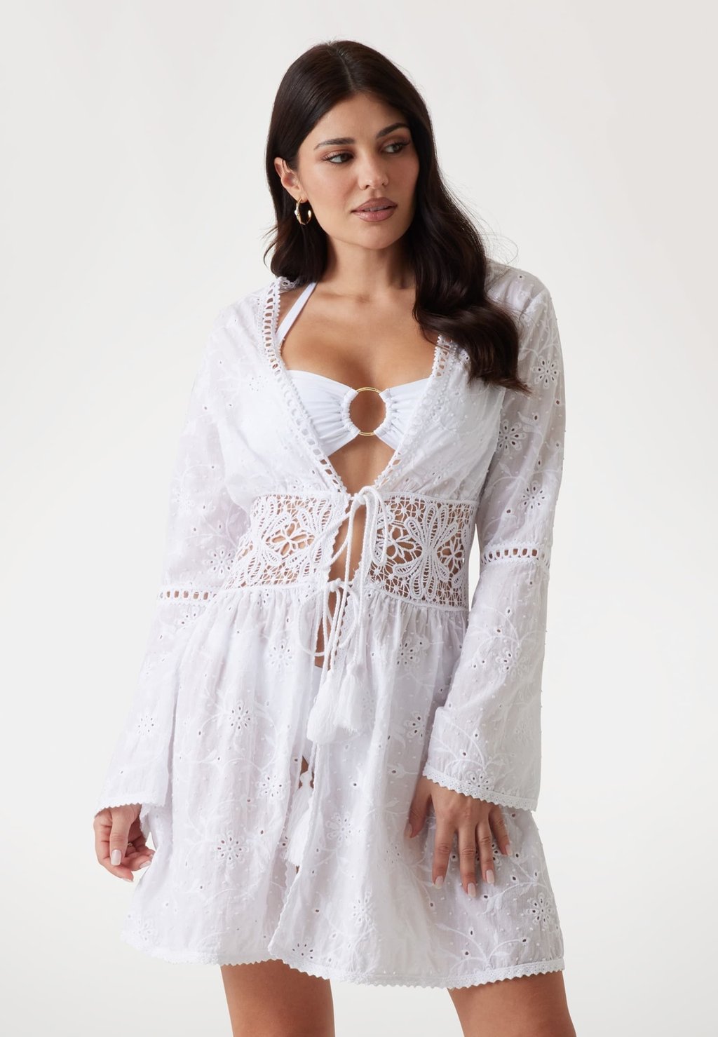 

Повседневное платье BRODERIE AJOURÉE Guess, белый