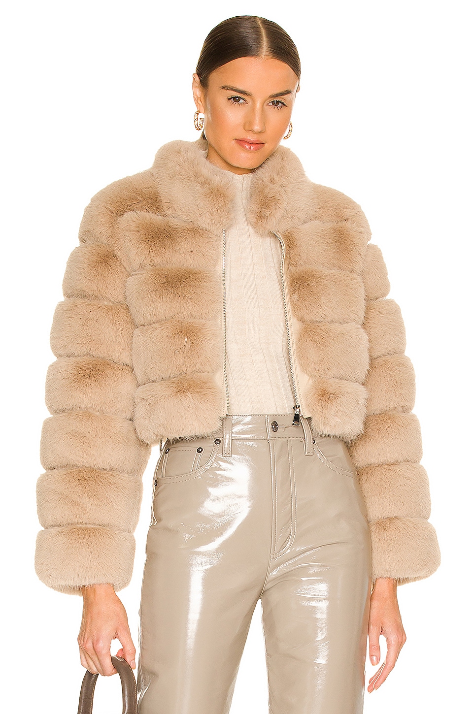 

Куртка Adrienne Landau Faux Fox Fur, кэмел