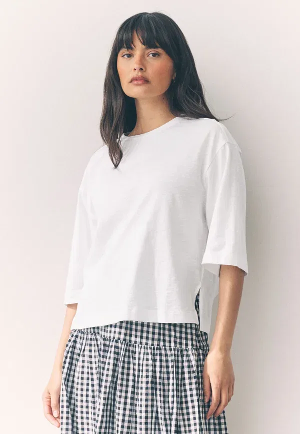 Футболка с длинным рукавом Regular fit slub crew neck Next, белый