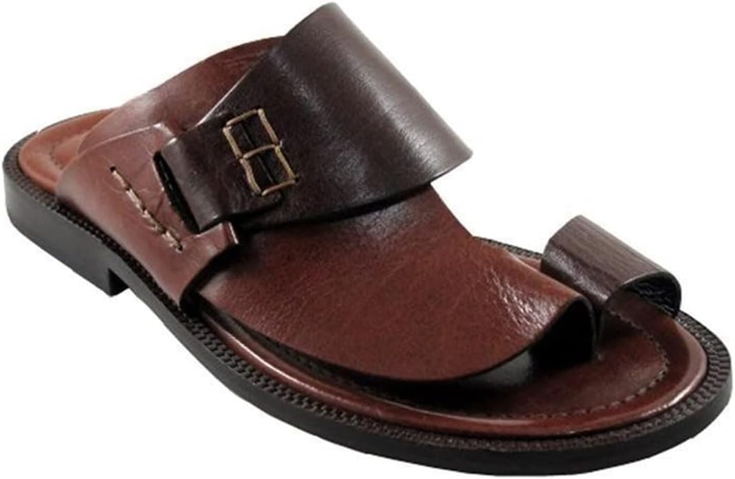 

Мужские вьетнамки eimeinuosy, летние пляжные шлепанцы, вьетнамки, удобные кожаные нескользящие шлепанцы с ортопедической стелькой для мужчин, модная повседневная обувь для прогулок, коричневый