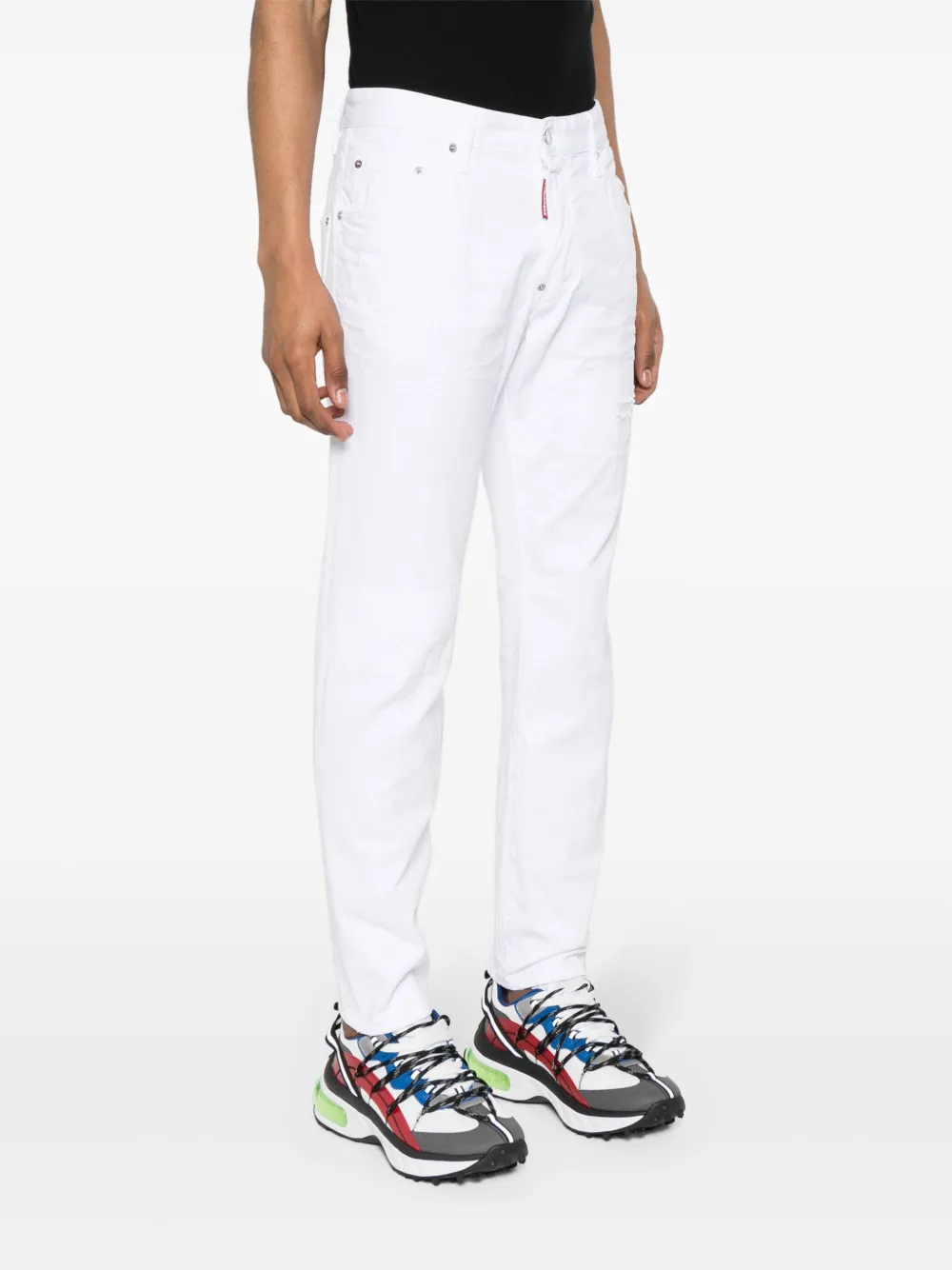 Узкие джинсы White Bull Skater средней посадки DSQUARED2, белый — фото 3