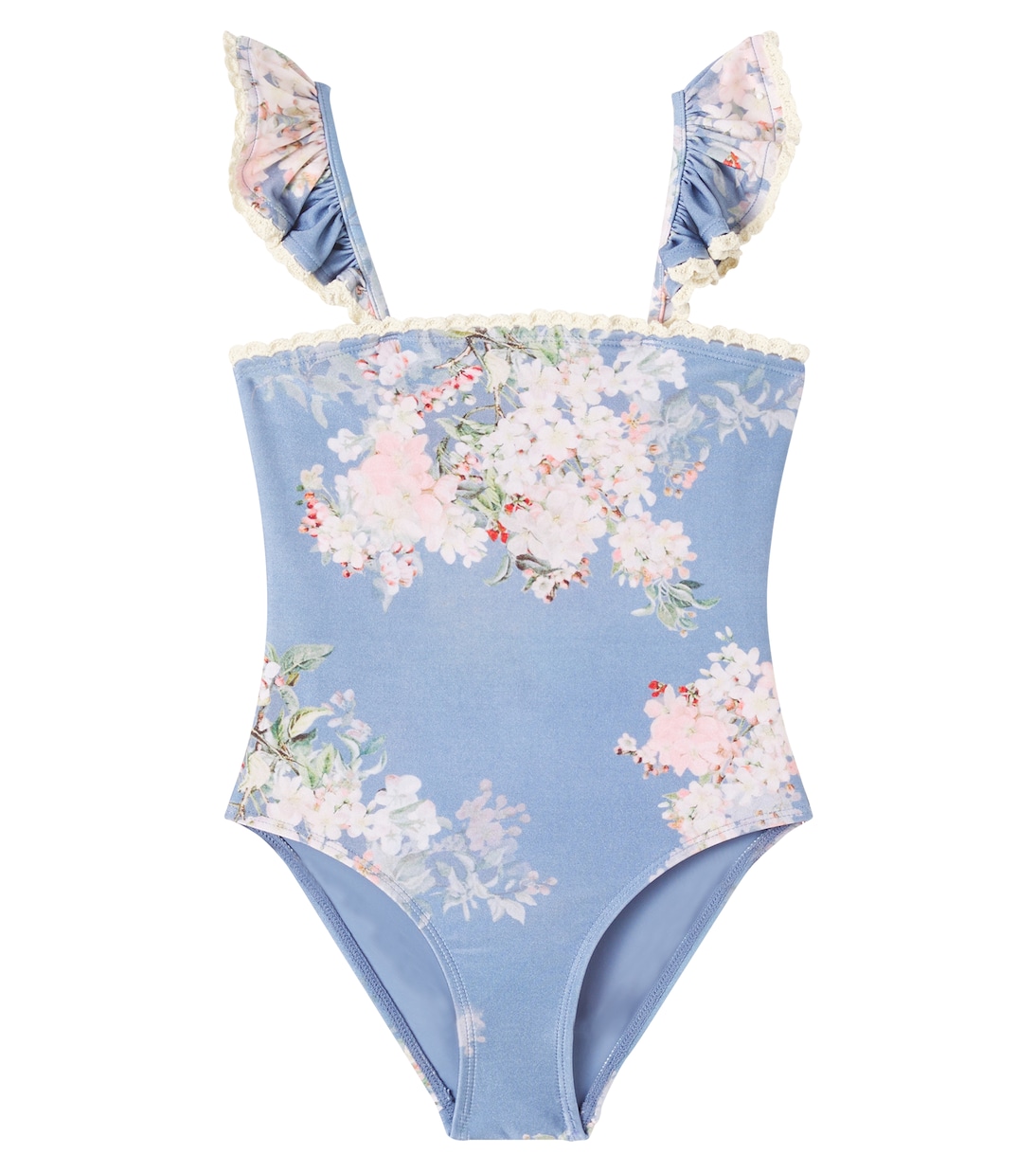 

Каскадский цветочный купальник Zimmermann Kids, Teal Blue Botanical Floral