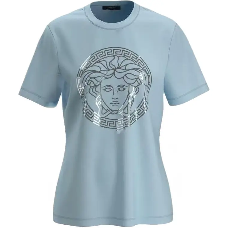 

Обычная футболка женская VERSACE, светло-голубой, Синий, Обычная футболка женская VERSACE, светло-голубой