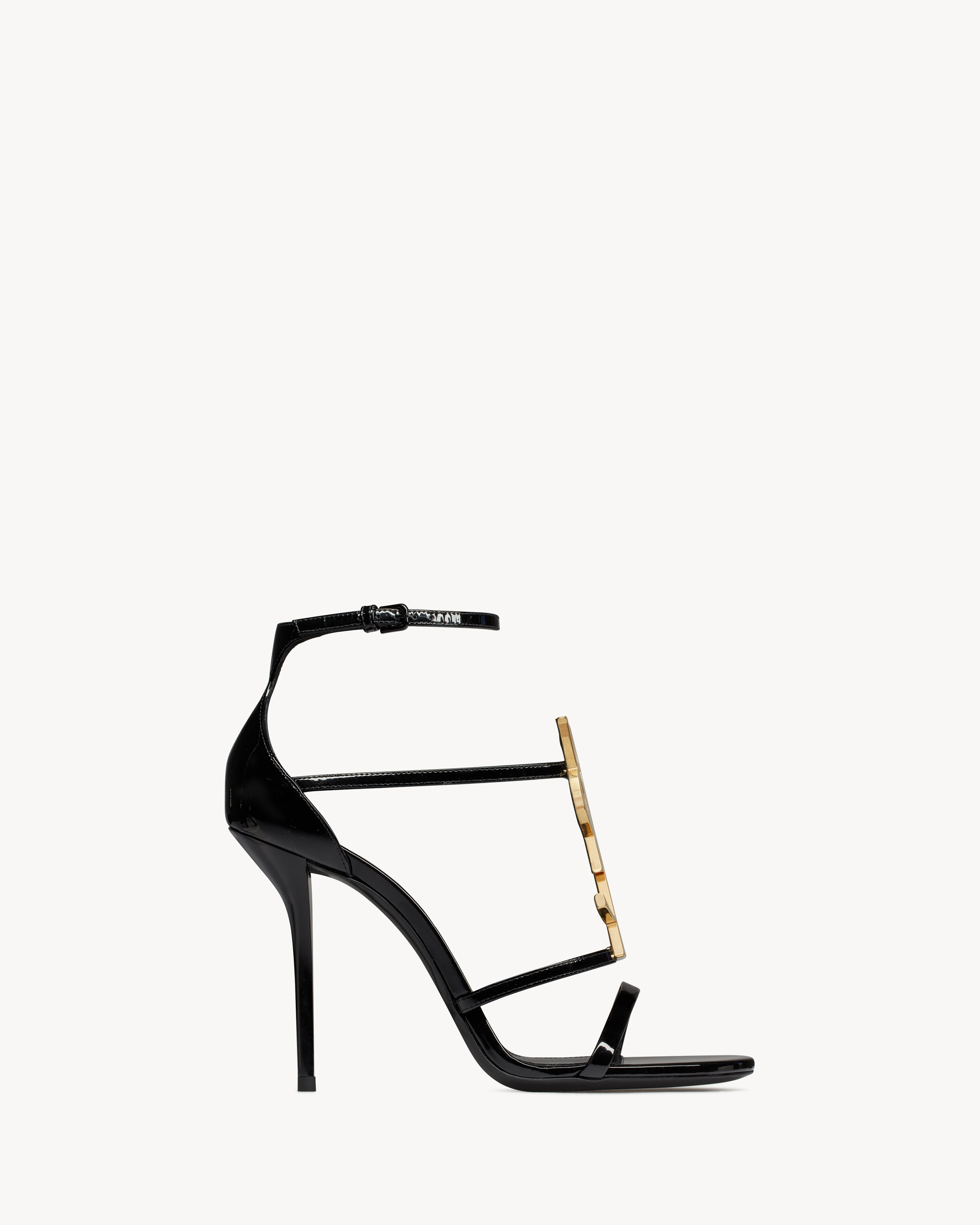 Босоножки Кассандра из лакированной кожи Saint Laurent, черный