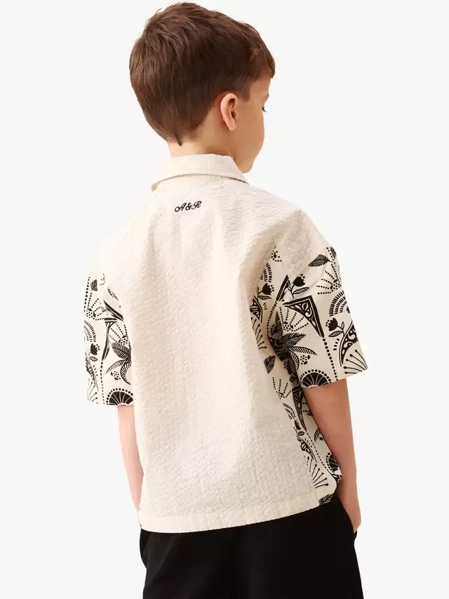 Детская рубашка Regan Cut & Sew в полоску с пальмовыми ветвями, цвет камень Angel & Rocket — фото 3