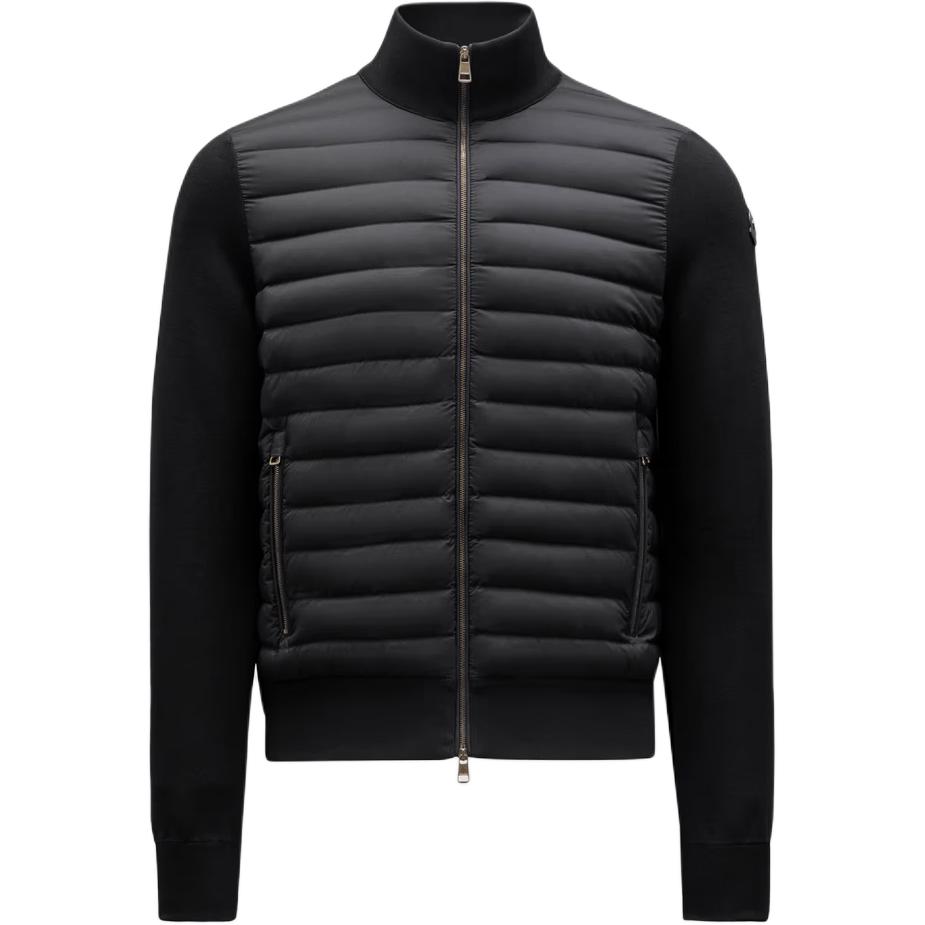 Куртка утепленная с молнией и нашивкой с логотипом Moncler, черная — фото 2